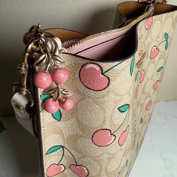Coach Cream and Pink Wallet with Playful Fruit Print - Picture 2 of 7